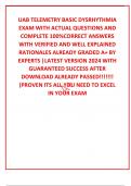UAB TELEMETRY BASIC DYSRHYTHMIA EXAM WITH ACTUAL QUESTIONS AND COMPLETE 100&percnt;CORRECT ANSWERS WITH VERIFIED AND WELL EXPLAINED RATIONALES ALREADY GRADED A&plus; BY EXPERTS &vert;LATEST VERSION 2024 WITH GUARANTEED SUCCESS AFTER DOWNLOAD ALREADY PASSED&excl;&excl;&excl;&excl;&excl;&excl;&excl; &lpar;PROVEN 