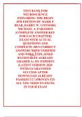TEST BANK FOR NEUROSCIENCE EXPLORING THE BRAIN 4TH EDITION BY MARK F&period; BEAR&comma; BARRY W&period; CONNORS&comma; MICHAEL A&period; PARADISO &vert;COMPLETE ANSWER KEY FOR EACH CHAPTER&vert; EXAM WITH ACTUAL QUESTIONS AND COMPLETE 100&percnt;CORRECT ANSWERS WITH VERIFIED AND WELL EXPLAINED RATIONALE