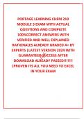  PORTAGE LEARNING CHEM 210 MODULE 3 EXAM WITH ACTUAL QUESTIONS AND COMPLETE 100&percnt;CORRECT ANSWERS WITH VERIFIED AND WELL EXPLAINED RATIONALES ALREADY GRADED A&plus; BY EXPERTS &vert;LATEST VERSION 2024 WITH GUARANTEED SUCCESS AFTER DOWNLOAD ALREADY PASSED&excl;&excl;&excl;&excl;&excl;&excl;&excl; &lpar;PRO