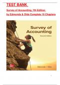 Test Bank for Survey of Accounting&comma; 7th Edition by Edmonds & Olds&comma; ISBN&colon; 9781264442973&comma; All 16 Chapters Covered&comma; Verified Latest Edition
