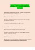 Patient Experience Midterm Exam Questions with Complete Solutions &vert; 100&percnt; pass