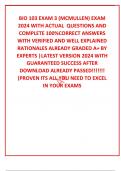 BIO 103 EXAM 3 &lpar;MCMULLEN&rpar; EXAM 2024 WITH ACTUAL  QUESTIONS AND COMPLETE 100&percnt;CORRECT ANSWERS WITH VERIFIED AND WELL EXPLAINED RATIONALES ALREADY GRADED A&plus; BY EXPERTS &vert;LATEST VERSION 2024 WITH GUARANTEED SUCCESS AFTER DOWNLOAD ALREADY PASSED&excl;&excl;&excl;&excl;&excl;&excl;&excl; &lpar;PROVEN 