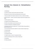 Sample Test&period; Module 14 - Rehabilitative Nursing Questions and Answers Rated A&plus;