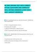 NC DMV DRIVING TEST WITH CORRECT ACTUAL QUESTIONS AND CORRECTLY  WELL DEFINED ANSWERS LATEST 2024 &ndash; 2025  ALREADY GRADED A&plus;     