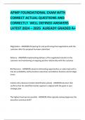 APMP FOUNDATIONAL EXAM WITH CORRECT ACTUAL QUESTIONS AND CORRECTLY  WELL DEFINED ANSWERS LATEST 2024 &ndash; 2025  ALREADY GRADED A&plus;   