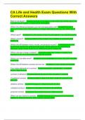 CA Life and Health Exam Questions With Correct Answers