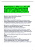 DIABETES EXAM QUESTIONS AND CORRECT DETAILED ANSWERS WITH EXPLANATIONS 2024&sol;2025 UPDATE &lpar;ALREADY GRADED A&plus;&rpar;
