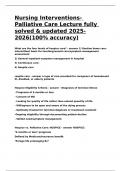 Nursing Interventions- Palliative Care Lecture fully solved & updated 2025-2026&lpar;100- accuracy&rpar;