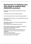 Nursing Quiz -2 Palliative Care fully solved & updated 2025-2026&lpar;100- accuracy&rpar;&period;