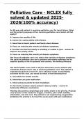 Palliative Care - NCLEX fully solved & updated 2025-2026&lpar;100- accuracy&rpar;