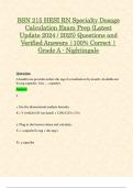 BSN 215 HESI RN Specialty Dosage Calculation Exams &lpar;Latest 2024 &sol; 2025 Updates STUDY BUNDLE PACKAGE&rpar; Questions and Verified Answers &vert; 100&percnt; Correct &vert; Grade A - Nightingale
