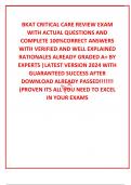 BKAT CRITICAL CARE REVIEW EXAM WITH ACTUAL QUESTIONS AND COMPLETE 100&percnt;CORRECT ANSWERS WITH VERIFIED AND WELL EXPLAINED RATIONALES ALREADY GRADED A&plus; BY EXPERTS &vert;LATEST VERSION 2024 WITH GUARANTEED SUCCESS AFTER DOWNLOAD ALREADY PASSED&excl;&excl;&excl;&excl;&excl;&excl;&excl; &lpar;PROVEN ITS AL