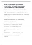 NURS 1014 Health Assessment&colon; Introduction to Health Assessment Quuestions And Correct Answers&period;