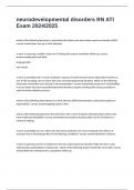 neurodevelopmental disorders RN ATI exam 2024&sol;2025 with 100&percnt; correct answers