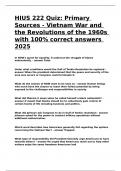 HIUS 222 Quiz Primary Sources - Vietnam War and the Revolutions of the 1960s with 100- correct answers