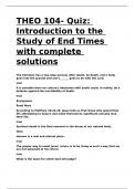 THEO 104- Quiz Introduction to the Study of End Times with complete solutions&period;