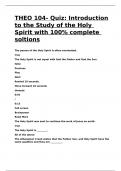 THEO 104- Quiz Introduction to the Study of the Holy Spirit with 100- complete soltions&period;