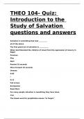 THEO 104- Quiz Introduction to the Study of Salvation questions and answers&period;