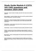 Study Guide Module 6 &lpar;CSTU 101 LUO&rpar; questions and answers 2025-2026&period;