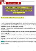HESI OB Maternity Exam TEST BANK &lpar;600&plus; Ques & Ans&rpar; with &lpar;2023 &sol; 2024&rpar; Questions and Verified Rationalized Answers&comma; 100&percnt; Guarantee Pass