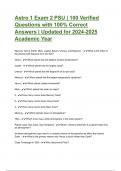 Astro 1 Exam 2 PSU&colon; 100 Verified Questions with 100&percnt; Correct Answers &vert; Latest 2024 Update