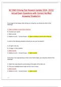 NC DMV Driving Test Newest Update 2024 - 2025&sol; Actual Exam Questions with Correct Verified Answers&sol; Graded A&plus;