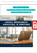 SOLUTION MANUAL Legal Research&comma; Analysis&comma; and Writing&comma; 5th Edition by Putman&comma; Albright&comma; Chapters 1 - 19