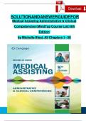  SOLUTION AND ANSWER GUIDE FOR Medical Assisting Administrative & Clinical Competencies &lpar;MindTap Course List&rpar; 9th Edition  by Michelle Blesi&comma; All Chapters 1 - 58