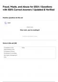 Fraud&comma; Waste&comma; and Abuse for 2024 &vert; Questions with 100&percnt; Correct Answers &vert; Updated & Verified 