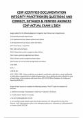 CDIP &lpar;CERTIFIED DOCUMENTATION INTEGRITY PRACTITIONER&rpar; QUESTIONS AND CORRECT&comma; DETAILED & VERIFIED ANSWERS CDIP ACTUAL EXAM 1 2024 