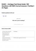 EMSIC &ndash; Michigan Test Study Guide &vert; 185 Questions with 100&percnt; Correct Answers &vert; Verified &vert; 24 Pages