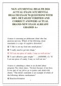 NGN ATI MENTAL HEALTH 2024  ACTUAL EXAM &sol;ATI MENTAL  HEALTH EXAM 70 QUESTIONS WITH  100&percnt; DETAILED VERIFIED AND  CORRECT ANSWERS ACTUAL  BRAND-NEW EXAM ALREADY  GRADED A&plus;