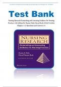 Test Bank for Nursing Research Generating and Assessing Evidence for Nursing Practice 11th Edition By Denise Polit&semi; Cheryl Beck 9781975110642 Chapter 1-33 Questions and Answers A&plus; &vert; Best study guide