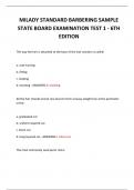  MILADY STANDARD BARBERING SAMPLE STATE BOARD EXAMINATION TEST 1 - 6TH EDITION Q&sol;A 2024