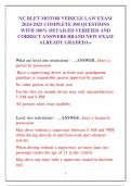 NC BLET MOTOR VEHICLE LAW EXAM 2024-2025 COMPLETE 500 QUESTIONS  WITH 100&percnt; DETAILED VERIFIED AND  CORRECT ANSWERS BRAND NEW EXAM  ALREADY GRADEDA&plus;