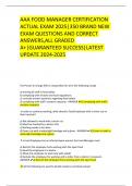 AAA FOOD MANAGER CERTIFICATION ACTUAL EXAM 2025&vert;350 BRAND NEW EXAM QUESTIONS AND CORRECT ANSWERS&comma;ALL GRADED A&plus;&vert;GUARANTEED SUCCESS&vert;LATEST UPDATE 2024-2025