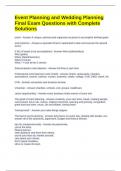 Event Planning and Wedding Planning Final Exam Questions with Complete Solutions