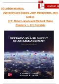 Solution Manual For Operations and Supply Chain Management&comma; 16th Edition by F&period; Robert Jacobs and Richard Chase&comma; Verified Chapters 1 - 22&comma; Complete Newest Version