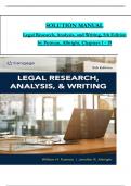 Solution Manual for Legal Research&comma; Analysis&comma; and Writing 5th Edition by Putman & Albright ISBN&colon; 9780357619445&comma; All 19 Chapters Covered&comma; Verified Latest Edition