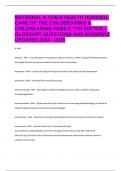 MATERNAL & CHILD HEALTH NURSING- CARE OF THE CHILDBEARING & CHILDREARING FAMILY&comma; 7TH EDITION &ndash; GLOSSARY QUESTIONS AND ANSWERS UPDATED 2024 - 2025
