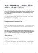 NUR 102 Final Exam Questions With All Correct Verified Solutions&period;