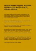 CERTIFIED RELIABILITY LEADER - ACM GREEN BOOK EXAM &vert; 101 QUESTIONS &vert; WITH ANSWERS SCORED A&plus;