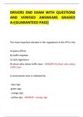 DRIVERS END EXAM WITH QUESTIONS  AND VERIFIED ANSWEARS 