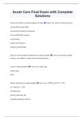 Acute Care Final Exam with Complete  Solutions 