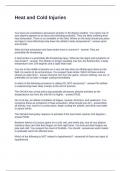 Heat and Cold Injuries Questions and Answers 100&percnt; Accurate