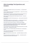 Ohio Knowledge Test Questions and Answers 100&percnt; Accurate 