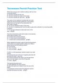Tennessee Permit Practice Test Questions and Answers 100&percnt; Solved correctly
