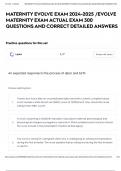 MATERNITY EVOLVE EXAM 2024-2025 &sol;EVOLVE MATERNITY EXAM ACTUAL EXAM 300 QUESTIONS AND CORRECT DETAILED ANSWERS