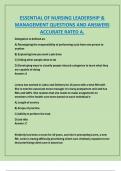 ESSENTIAL OF NURSING LEADERSHIP &  MANAGEMENT QUESTIONS AND ANSWERS  ACCURATE RATED A&period;