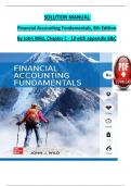 SOLUTION MANUAL For Financial Accounting Fundamentals&comma; 8th Edition By John Wild&comma; Verified Chapters 1 - 13&comma; Complete Newest Version